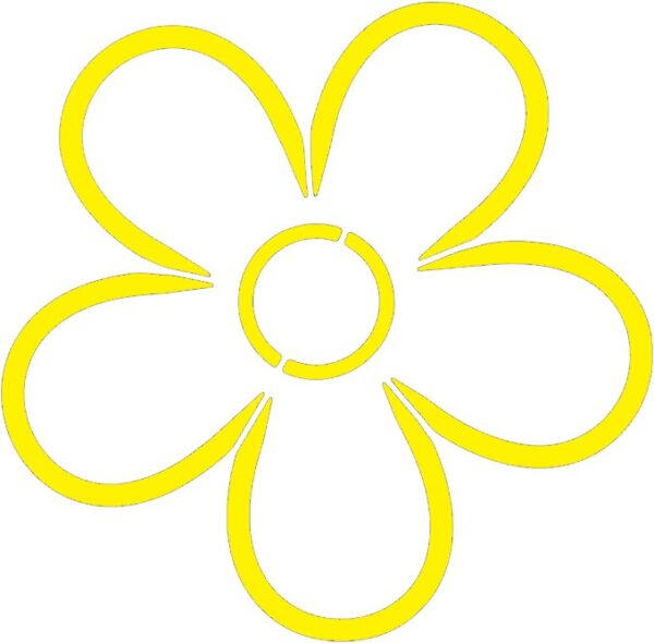 Gelbes Symbol für das Produkt "Sunshine": Eine einfach stilisierte Blume mit Innenkreis und fünf Blütenblättern.